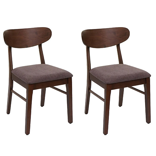 Decoshop26 Lot de 2 chaises de salle à manger cuisine avec dossier en tissu couleur taupe cadre en bois 04_0007383