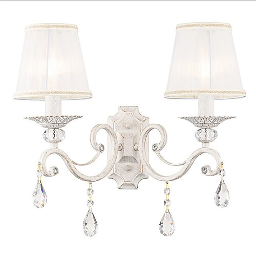 MAYTONI Applique Bougie Blanche avec Or et Cristal, 2 Lumières, E14