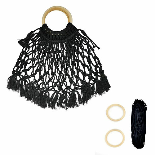 Paris Prix Kit Macramé Tote Bag Filet 30cm Noir