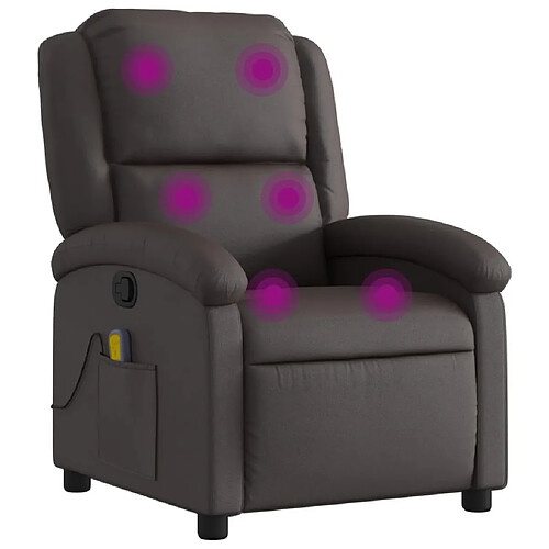 Maison Chic Fauteuil Relax pour salon, Fauteuil inclinable de massage marron foncé cuir véritable -GKD42956