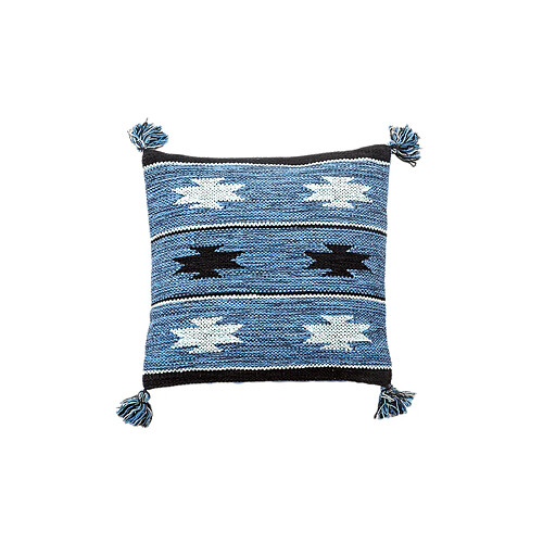 Alter Tapis Chicago moderne, style kilim, 100% coton, bleu, 45x45cm