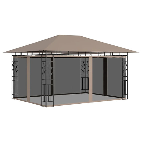 vidaXL Belvédère avec moustiquaire 4x3x2,73 m Taupe 180 g/m²