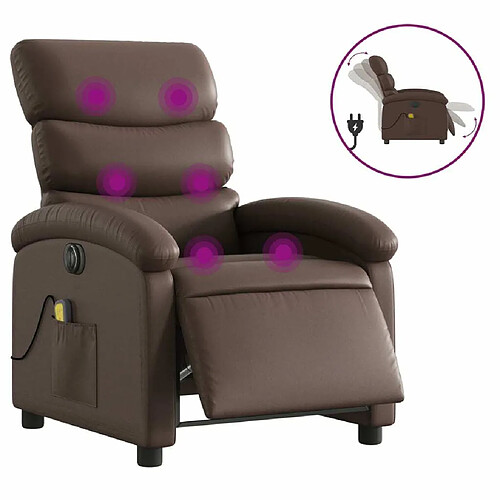 Maison Chic Fauteuil Relax pour salon, Fauteuil de massage inclinable électrique marron similicuir -GKD53182