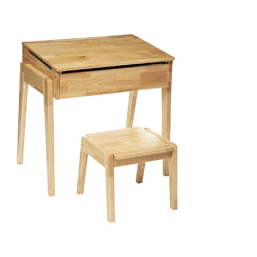 Pegane Pupitre + tabouret en bois coloris beige - Longueur 62 x Profondeur 40 x Hauteur 60 cm