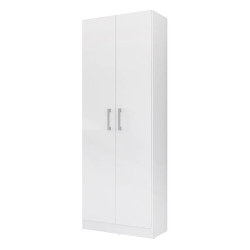 Pegane Armoire, placard de rangement avec 2 portes coloris blanc - longueur 61 x profondeur 32 x hauteur 170 cm