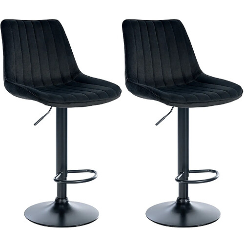 Non Lot de 2 tabourets de bar Toni velours noir