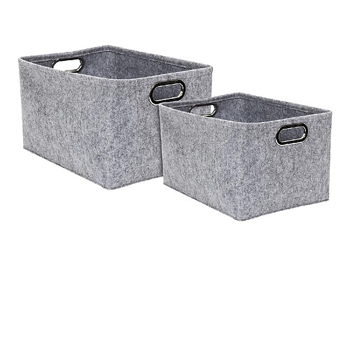 Toilinux Lot de 2 Paniers de rangement rectangulaires en Polyester - Gris