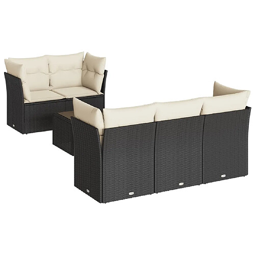 Maison Chic Salon de jardin 6 pcs avec coussins | Ensemble de Table et chaises | Mobilier d'Extérieur noir résine tressée -GKD76325