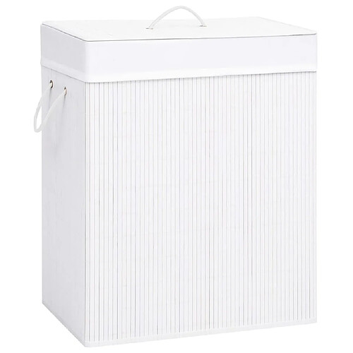 vidaXL Panier à linge avec 2 sections bambou blanc 100 L