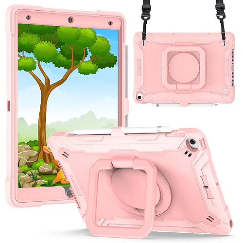 Coque en TPU + silicone avec béquille rotative à 360°, antichoc or rose pour votre Apple iPad 10.2 (2021)