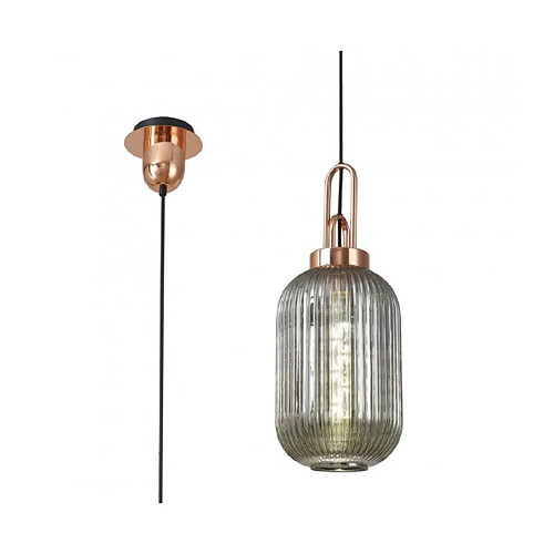 Luminaire Center Suspension design 1 ampoule Cuivre,fumé