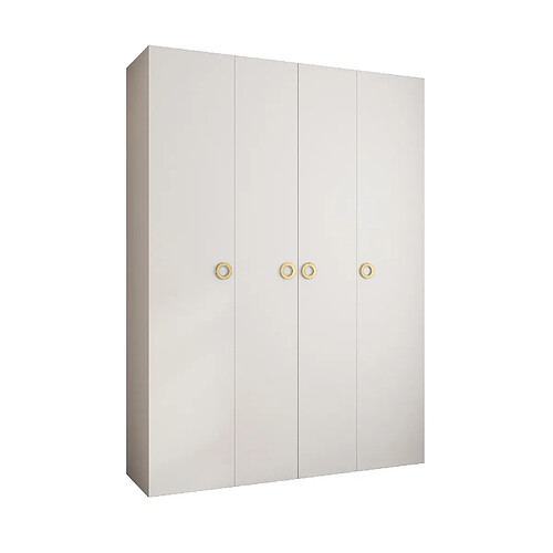 Abiks Meble Armoire à portes battantes Como 1 245,5/180/40 4 portes (blanc/doré)