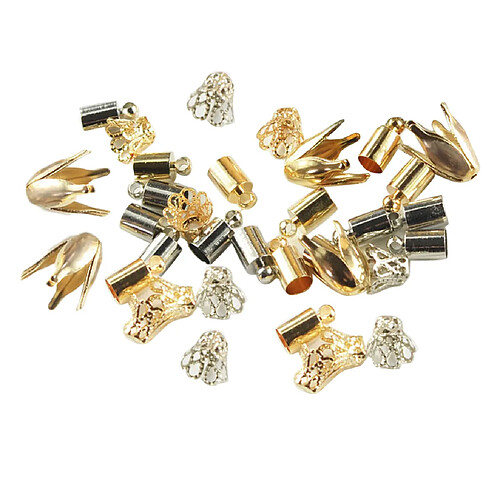 50 Pièces Multi Taille Et Formes Or / Argent Métal Perles Caps Capuchon Fin Cap Gland Cap Cone Pour La Fabrication De Bijoux Bracelet Artisanat BRICOLAGE Pendentif Boucles D'oreilles Constellations Composants