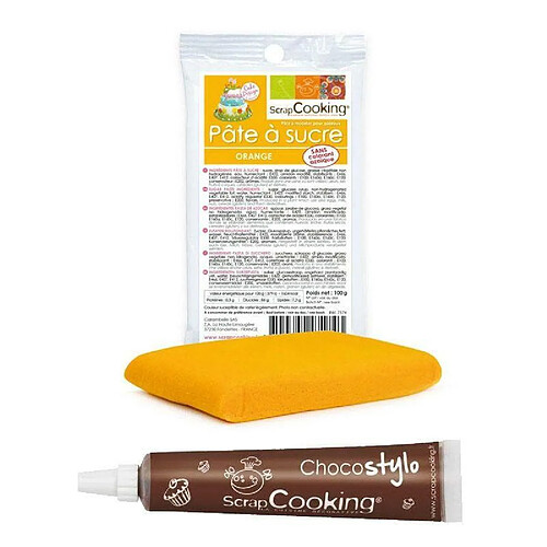 Scrapcooking Stylo chocolat + Pâte à sucre orange 100 g