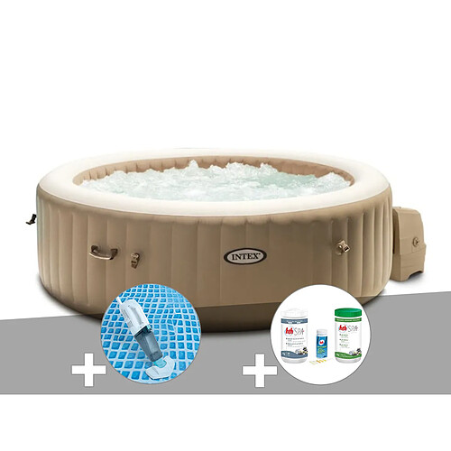 Kit spa gonflable Intex PureSpa Sahara rond Bulles 4 places + Aspirateur + Kit traitement brome