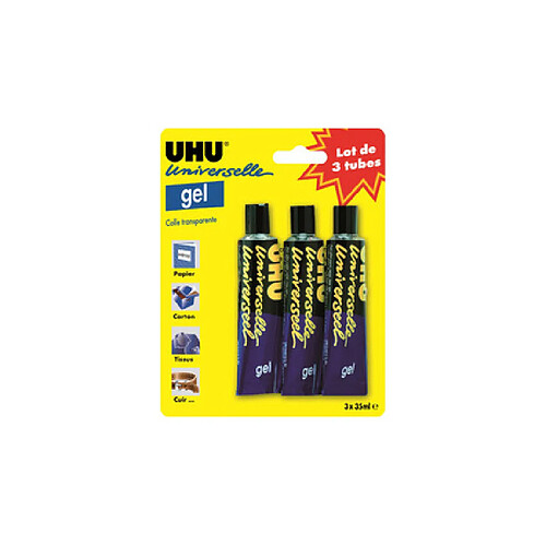 UHU Colle universelle gel, set de 3, contenu: 3 x 35 ml ()