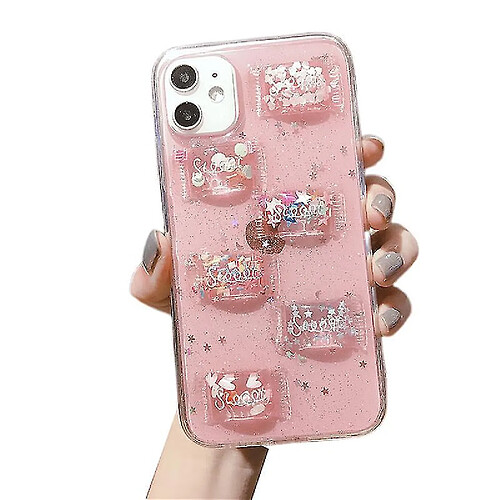 Universal Le boîtier de téléphone époxy de bonbons YH-Three-Dimension est adapté à l'iPhone 7 / 8p, iPhone 11 Pro, iPhone XS MAX Mobile Phone Protective CoverPink