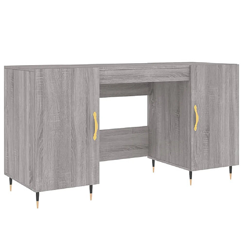 Helloshop26 Bureau table poste de travail meuble d'ordinateur informatique étude sonoma 140 x 50 x 75 cm bois d'ingénierie gris 02_0023950