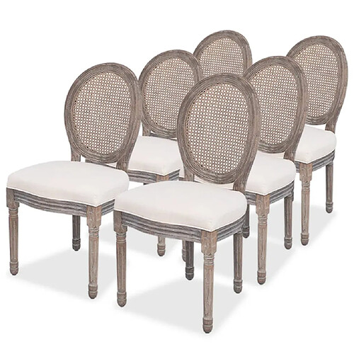 vidaXL Chaises à manger lot de 6 crème tissu