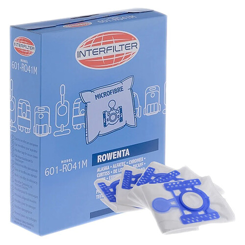 Boîte de 5 sacs microfibres - Aspirateur - ROWENTA, TEFAL, CALOR, FAKIR, EXPRESS, FUST NOVAMATIC, CHROMEX, DICAFF, SIDEM, SIDEX, DELONGHI, FIRSTLINE, GOBLIN, NILCO, CURTISS, ELEXAVOX, SAMSUNG, URALUX, VEDETTE, VETRELLA