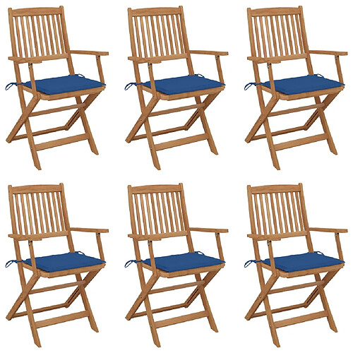 vidaXL Chaises pliables de jardin lot de 6 avec coussins Bois d'acacia