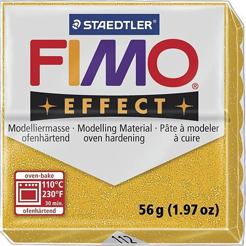 Pâte Fimo 57 g Effect pailletée Doré 8020.112 - Fimo