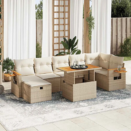 vidaXL Salon de jardin avec coussins 5 pcs beige résine tressée