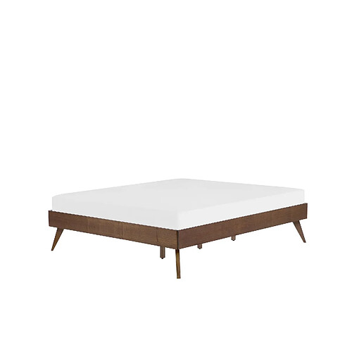 Beliani Lit double en bois foncé 160 x 200 cm BERRIC