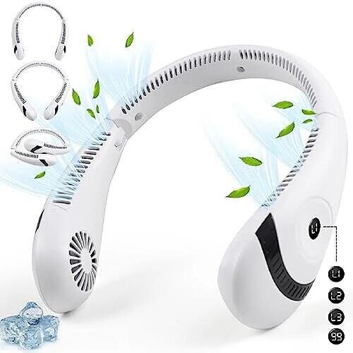 Ventilateur De Cou Portable, 5000mAh Réglage À 3 Vitesses Ventilateur Portable USB De Refroidissement à 360 Degrés Ventilateur De Cou Pliable Sans Lame Ventilateur De Cou Rechargeable Pour Les Sports En Plein Air