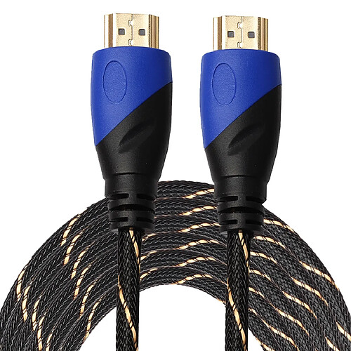 Wewoo Câble noir 10 m HDMI 1.4 Version 1080P Tissé Net Ligne Bleu Tête HDMI Mâle à HDMI Audio Vidéo Connecteur Adaptateur