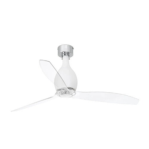 Faro Barcelona Ventilateur de plafond blanc mat et transparent avec moteur à courant continu intelligent - Télécommande incluse