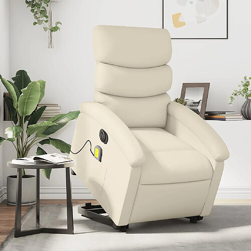 vidaXL Fauteuil inclinable de massage électrique crème similicuir