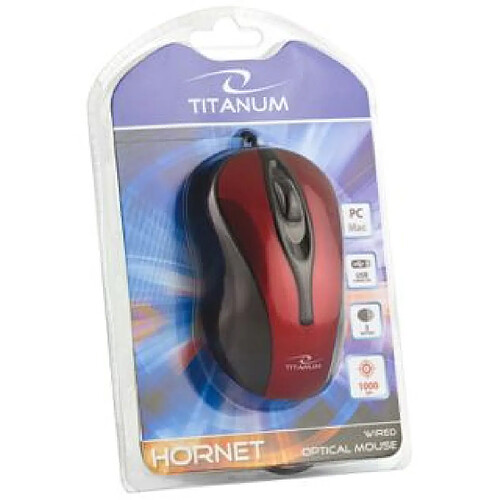 Esperanza TITANUM Souris optique filaire TM103R USB HORNET 3D 1000 DPI Rouge BLIST