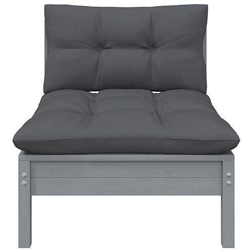 Maison Chic Canapé central de jardin avec coussins | Canapé Sofa d'extérieur | Fauteuil terrasse anthracite Gris Pin -MN14932