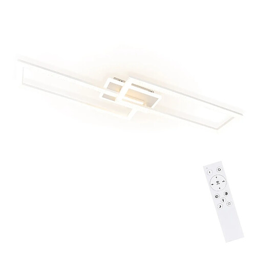 NETTLIFE Plafonnier LED 56 W ,3000K - 6500K, 80*25,5*7,5 cm Dimmable Blanc Moderne avec Télécommande 56W pour Chambre Cuisine Salle à Manger Salon