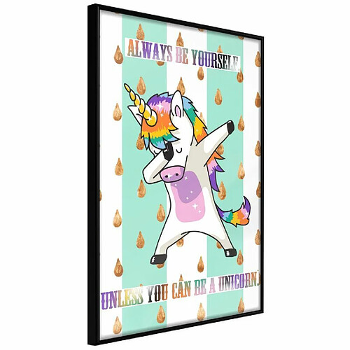 Paris Prix Affiche Murale Encadrée Dabbing Unicorn 30 x 45 cm Noir