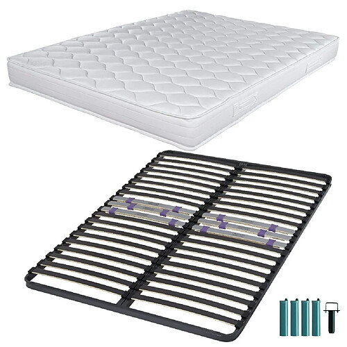 Ebac Matelas mousse + Sommier C223 140x190 Montana - Hauteur 18 cm - Soutien équilibré