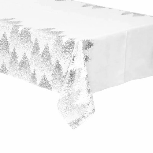 Nappe Imprimée Sapin Colorama 140x240cm Blanc & Argent