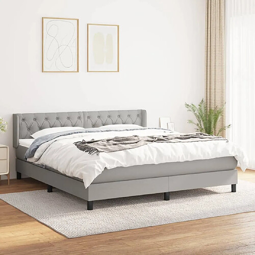 Maison Chic Lit Adulte - Lit simple Lit à sommier tapissier avec matelas moelleux - Meuble de Chambre - Gris clair 160x200cm Tissu -MN85039