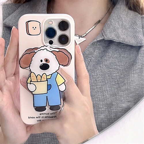 GUPBOO Étui pour iPhone13ProMax Support de boîtier de téléphone portable de dessin animé de chien de pain de style coréen femelle