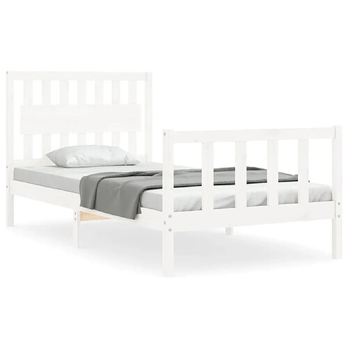 Maison Chic Cadre/structure de lit et tête de lit pour adulte - Lit Moderne Chambre blanc 100x200 cm bois massif -MN94267