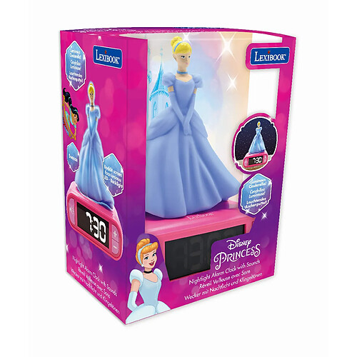 Lexibook Réveil avec veilleuse Disney Princesses Cendrillon 3D