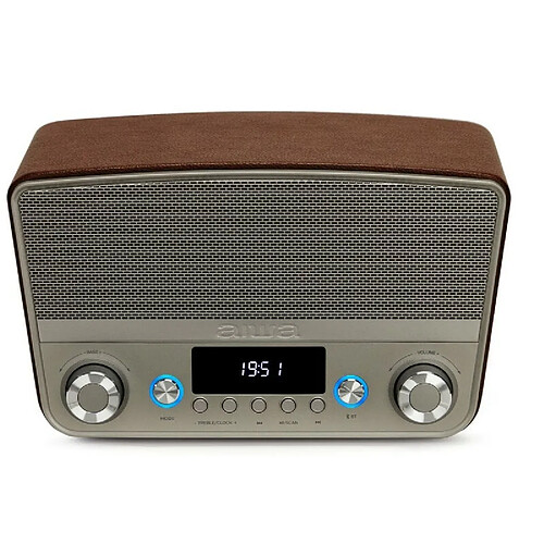 Radio Aiwa BSTU750BR 50W Haut-parleur Argenté Marron Vintage