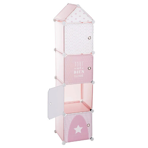 Atmosphera, Createur D'Interieur Meuble de rangement enfant Colonne - 34 x H. 140 cm - Rose