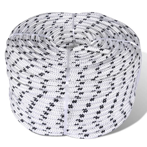 vidaXL Corde de bateau tressée Polyester 10 mm 250 m Blanc