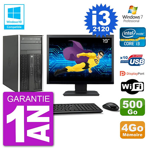 PC HP 6300 MT Ecran 19" i3-2120 RAM 4Go Disque 500Go Graveur DVD Wifi W7 · Occasion