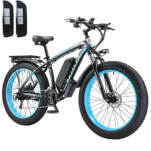 Vélo électrique keteles K800, 1000 W, 26 ", 2x 18 Ah, 21 vitesses, 45 km / h -Bleu