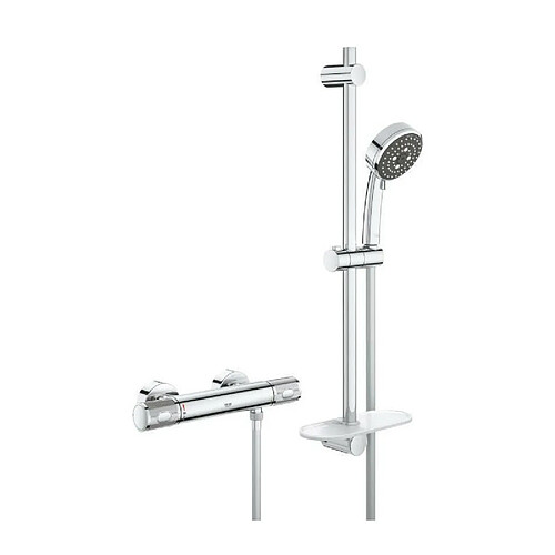 GROHE Robinet de douche thermostatique Precision Feel, pommeau de douche Vitalio Comfort 3 jets, 34791000