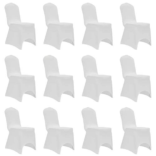 vidaXL Housses élastiques de chaise Blanc 12 pcs