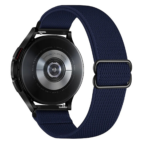 Bracelet en nylon élastique réglable en tissu à boucle solo tressée de 22 mm bleu nuit pour votre Samsung Galaxy Watch 46mm